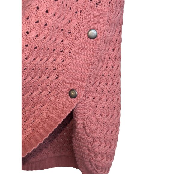Venus Pink Open- Knit Tunic Style Sweater W/Side Snap Buttons Womens Soft Size S - Picture 3 of 9